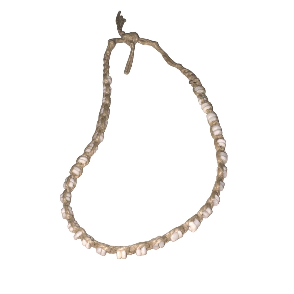 Unbranded Braided Hemp Choker Necklace White Seed Beads‎ Boho Surfer Beige White